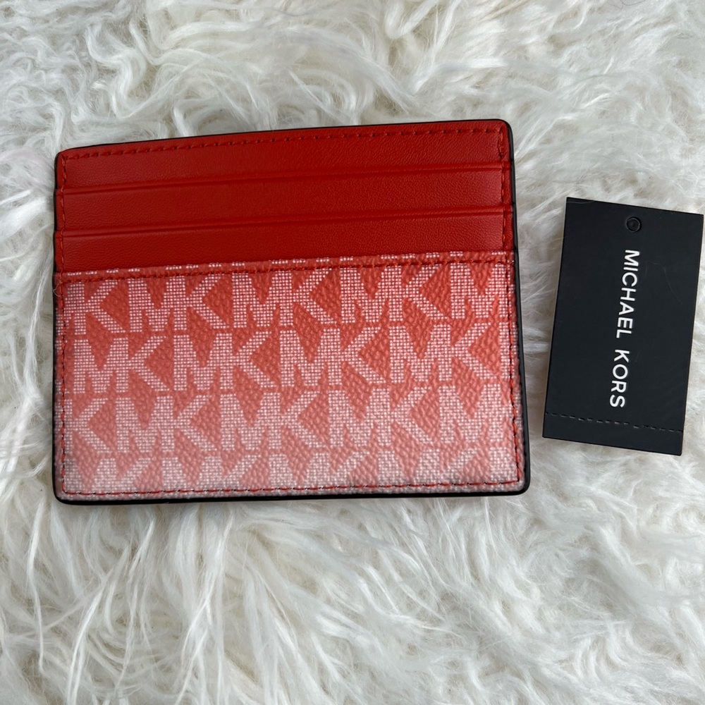 Michael Kors Ombré Coral Logo Card Case Wallet - Picture 2 of 5